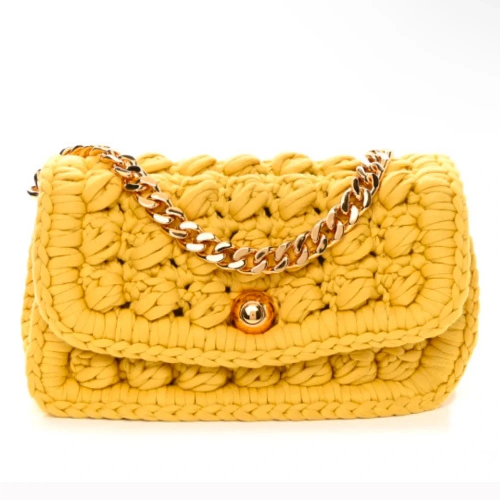 Bottega Veneta Crochet Shoulder Bag with Chain Link Strap - Picture 1 of 6